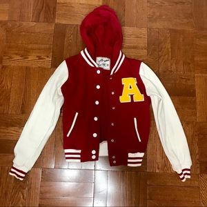 Red & White Letterman Sweater Jacket - Small